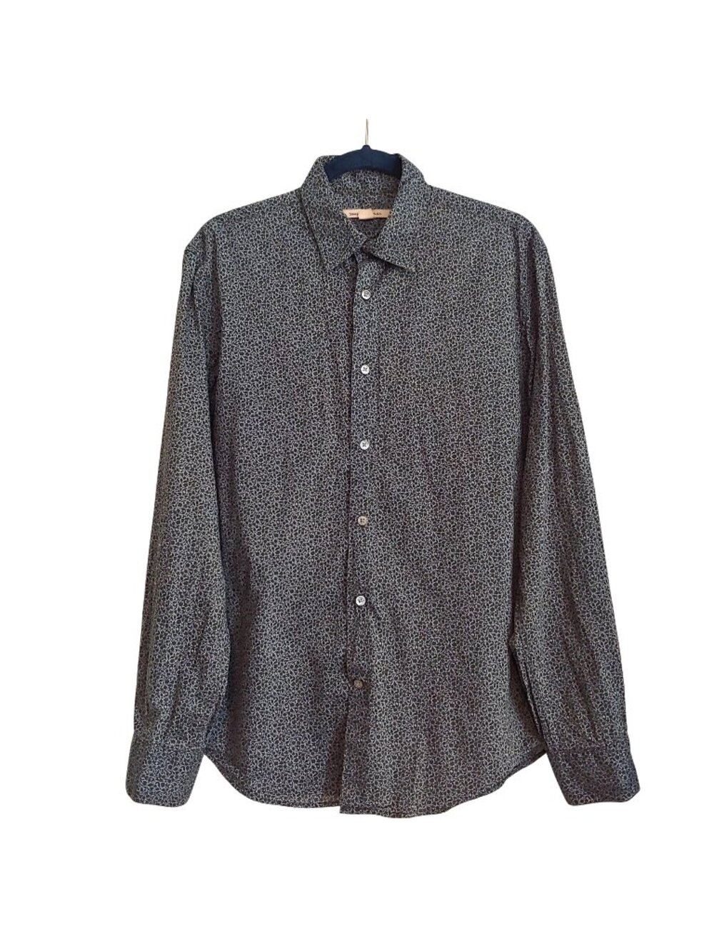 John Varvatos Leaf Print Button Shirt Business Casual Rocker Luxury Designer M